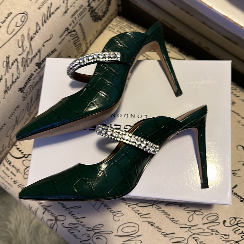 Kurt Geiger Duke Leather Jewel Strap Dress Mules - Picture 3 of 4
